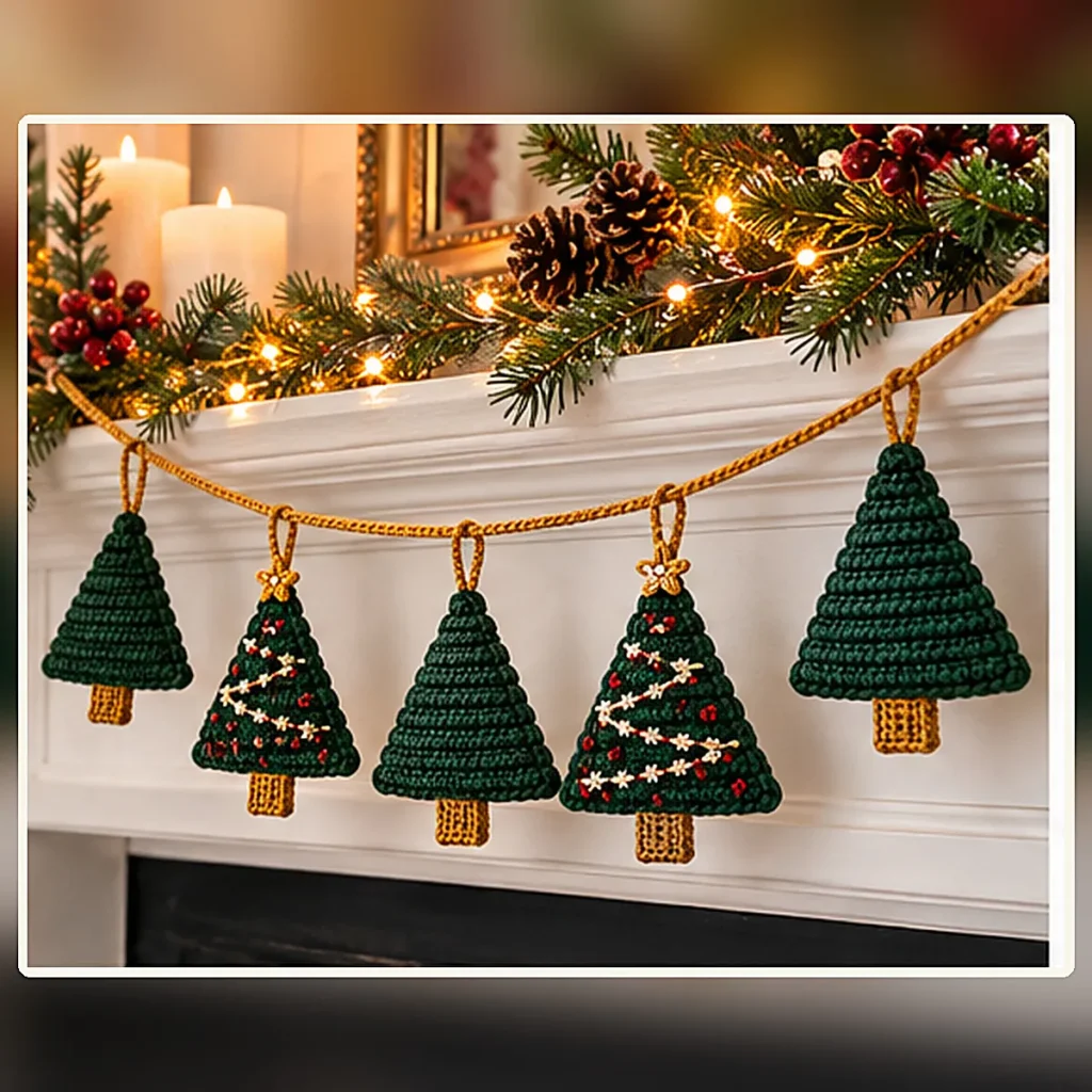 Crochet Christmas tree garland