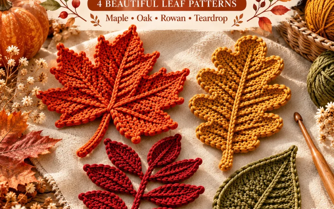 Autumn Leaves Crochet Pattern Bundle: 4 Beautiful Crochet Leaves for Fall