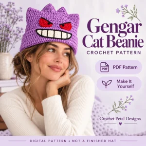 Gengar Cat Beanie Crochet Pattern PDF — project preview